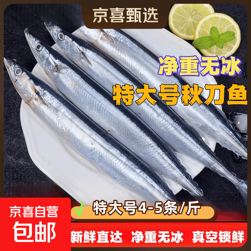 真空锁鲜大号无冰净重深海秋刀鱼活鱼急冻肉质鲜嫩海鲜生鲜鱼类 大号无冰秋刀鱼（4-5条/斤）5斤
