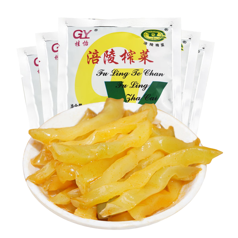 涪陵榨菜桂怡整箱去皮榨菜丝下饭菜榨菜批发咸菜泡菜速食不辣50g 涪陵榨菜50g 2袋