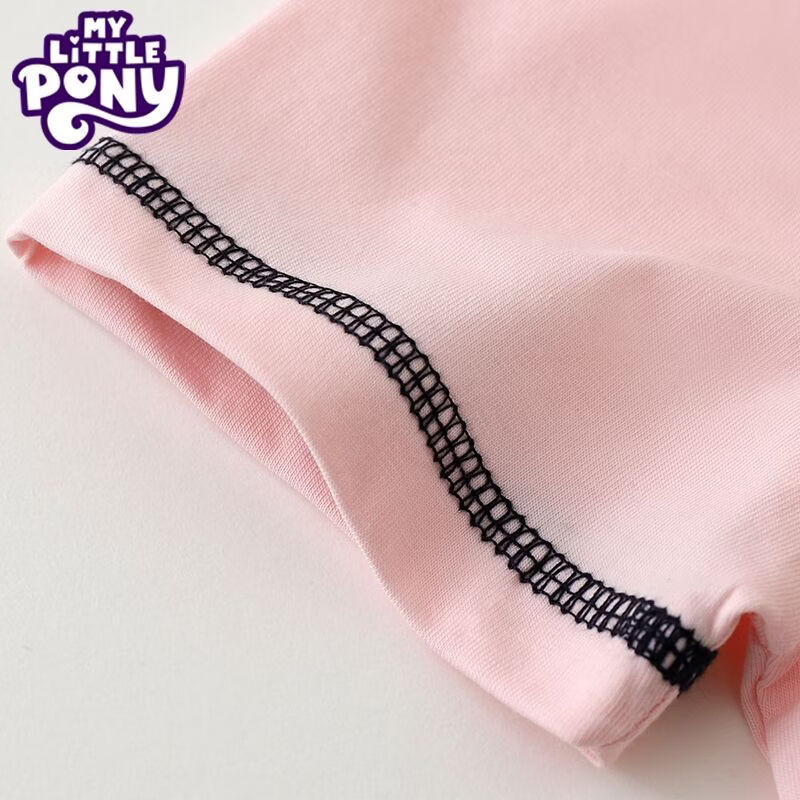 小马宝莉（MY LITTLE PONY）女童夏季2026年新款圆领卡通印花T恤索罗娜修身洋气上衣 柔柔 110