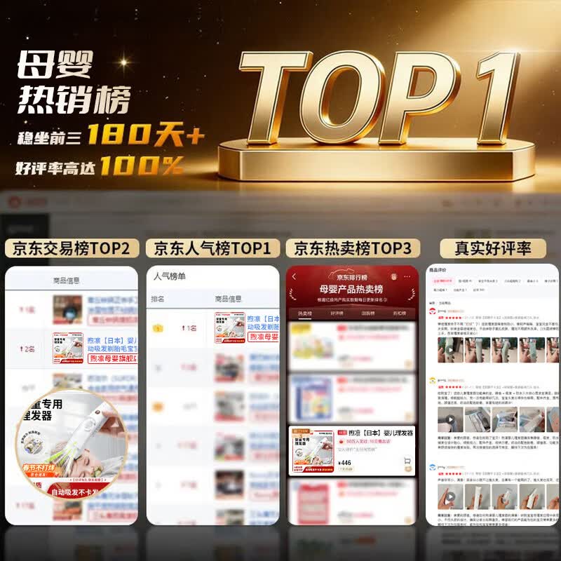 洽苒【日本】婴儿理发器0-3岁不伤头皮超静音自动吸发剃胎毛宝宝专用 慕白【安静不卡发】 防水