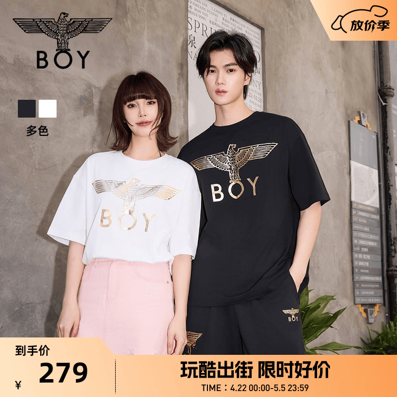 BOY LONDON夏季短袖情侣男女同款小熊涂鸦满印潮牌T恤N01909 黑色 XS 此款偏大，建议拍小一码
