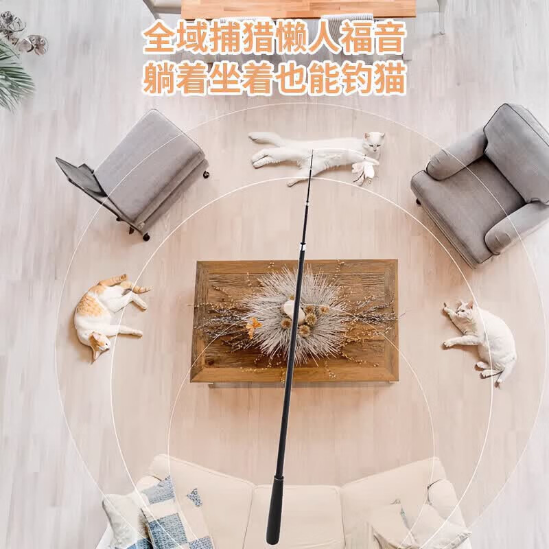 GERTHRON德国高端逗猫棒长杆可伸缩猫咪的玩具羽毛超长自嗨幼猫钓鱼竿钢丝 1.8米长杆可伸缩逗猫棒【白色蓬松大鹅毛 四节】 轻量化碳纤维 1·8米超长杆 坐着就把猫 钓 了