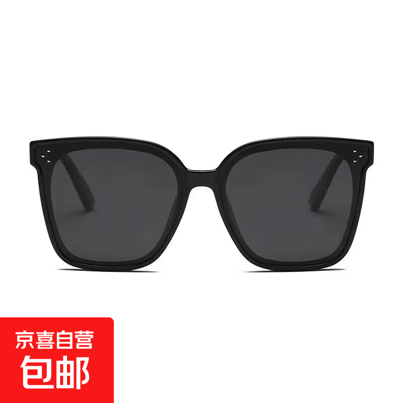 gm墨镜女2026新款高级感防晒防紫外线大脸显瘦太阳眼镜方圆脸 H款丨黑框黑片-高清防紫外线