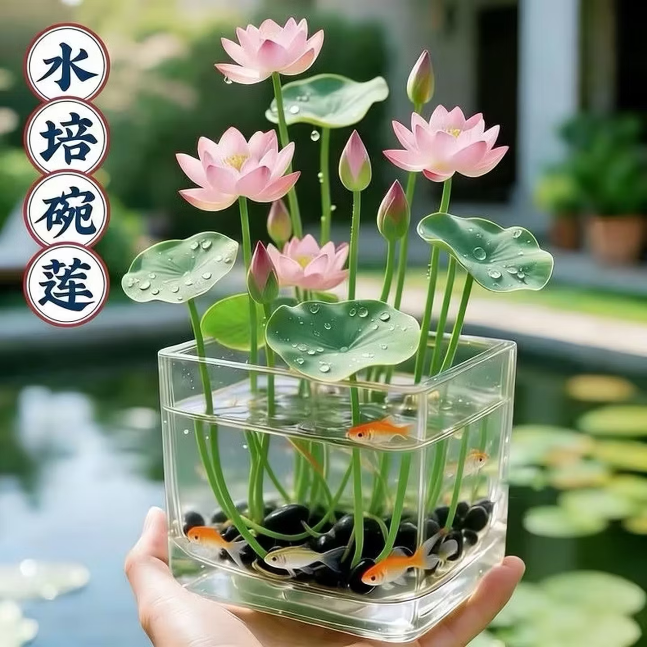 碗莲种七彩五颜六色水培花卉水养四季莲花荷花种莲藕绿植水培莲子 24粒左右（高发芽率)