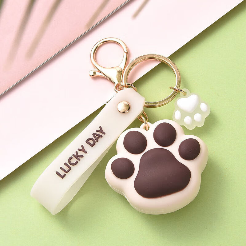 扣简约女可爱情侣包包挂件创意卡通少女心汽车挂饰钥匙链 猫爪-天幕白