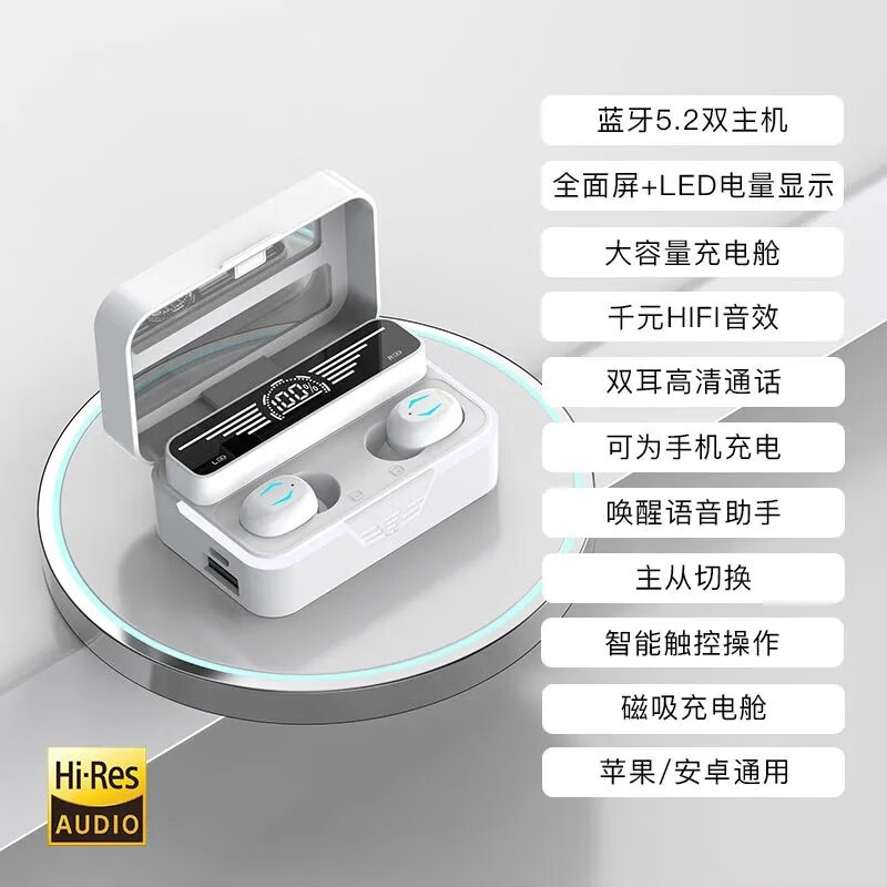 优亦珩入耳式无线耳机蓝牙高颜值女士款音乐游戏跑步超长续航type-c快充 【冰清玉雪白】Type-c口*氛围灯 千元音效+自动配对