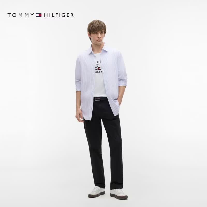 Tommy Hilfiger【弹力直筒】26春夏新款男装潮流多色通勤商务西裤休闲长裤 曜岩黑001 -直筒版-拍大一码 34 (2.7尺)