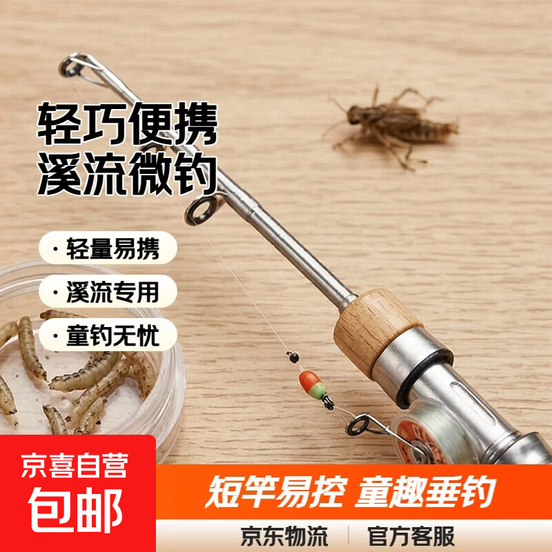 小物钓鱼竿套装便携式鱼竿超短节溪流竿儿童钓鱼竿微物钓小鱼手竿 1.2m （单支鱼竿-活动款）