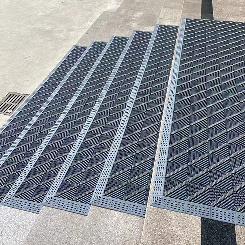 商用大门口除尘地垫家用进门入户门脚垫户外室外防滑门垫门外迎宾 单刷-灰块红刷【除尘防滑】 60cm*90cm +橡胶锤