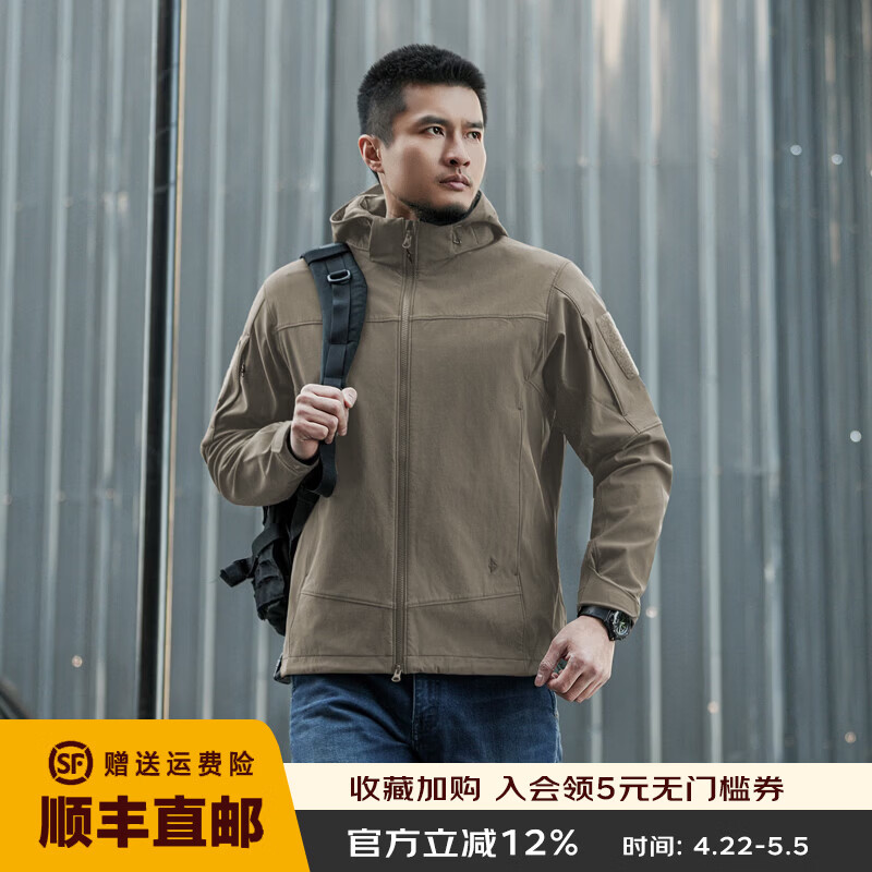 龙牙战之雪虎战术连帽软壳夹克加强版通勤防风保暖耐磨战术夹克外套 鳄色 2XL 190/108B （重190-210斤）