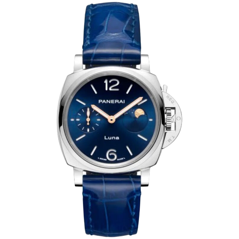 沛納海（Panerai）  廬米諾杜爾系列月相自動(dòng)機(jī)械女士腕表38mm 皮帶藍(lán)盤(pán)PAM01179