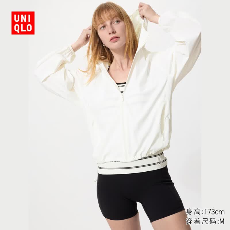 优衣库女装便携式防紫外线连帽外套/防晒衣服26春夏新款485671 00 白色 M