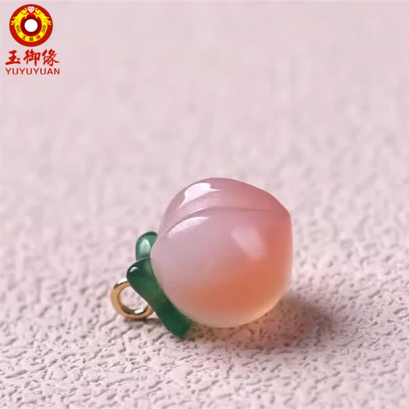 玉御缘原创【桃花运】玛瑙水蜜桃吊坠锁骨链挂坠项链送女友妈妈礼物证书