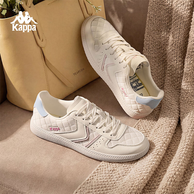 卡帕（Kappa）女鞋运动德训鞋女夏季新款轻便板鞋百搭潮流休闲鞋子 牙菲粉 37