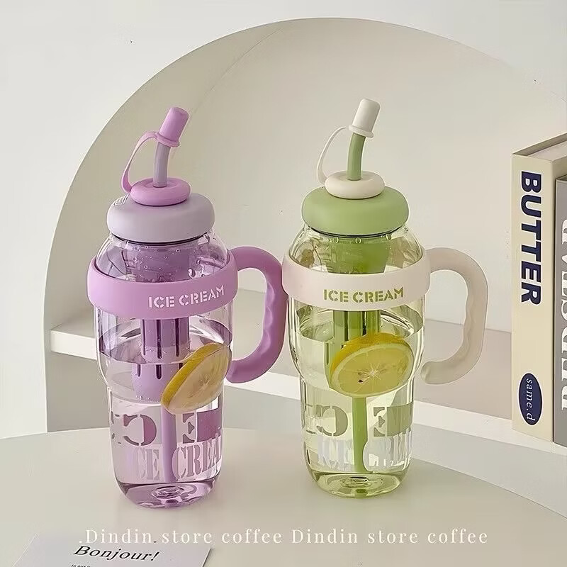 大容量巨无霸水杯夏季女生吸管塑料杯新款冰霸杯高颜值学生杯子 大容量1个（颜色随机） 京东折扣/优惠券