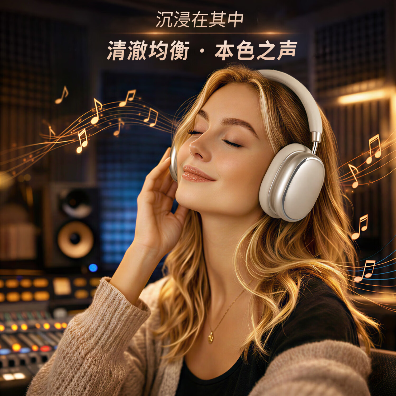 FOFUN【四动圈丨空间音频】无线头戴式蓝牙耳机主动降噪有线电竞游戏音乐空间音效超长续航6.0 星耀金 【异轴HiFi+四动圈-58dB自适应降噪 】