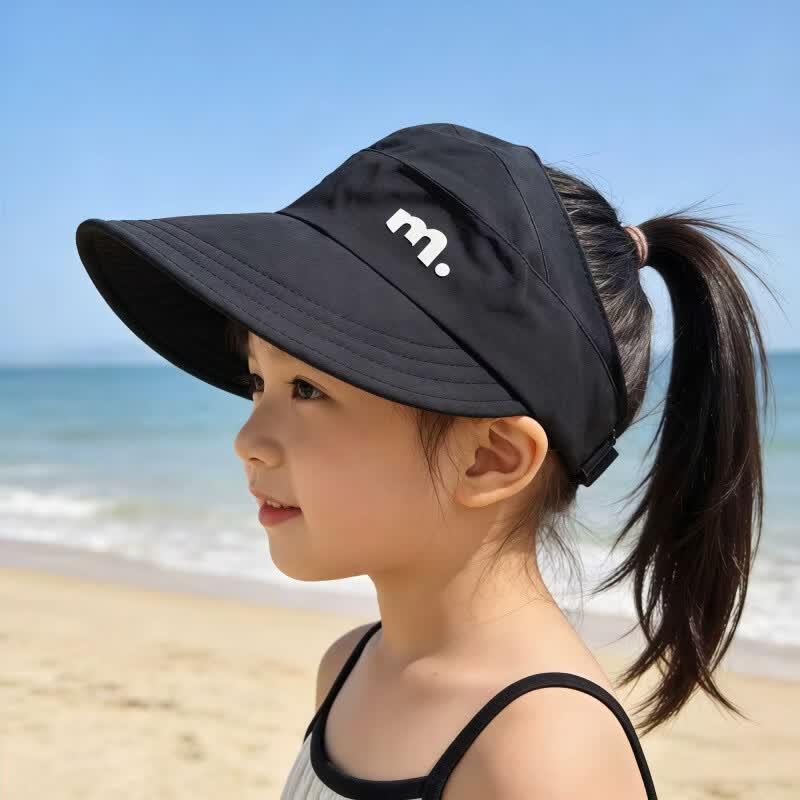 G.duck小黄鸭2026儿童可扎马尾防晒帽春夏空顶遮阳帽青少年户外鸭舌帽 紫色-m.半空顶马尾帽 帽围47-52cm参考年龄1-6岁