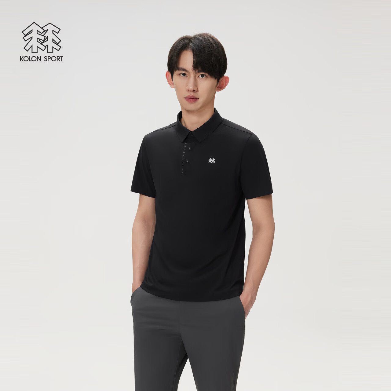 KOLON SPORT/可隆SECO POLO衫  男士户外抗菌防晒UPF50+吸湿速干T恤 LHPT6MTT23-BK 黑色 2XL 185/104A