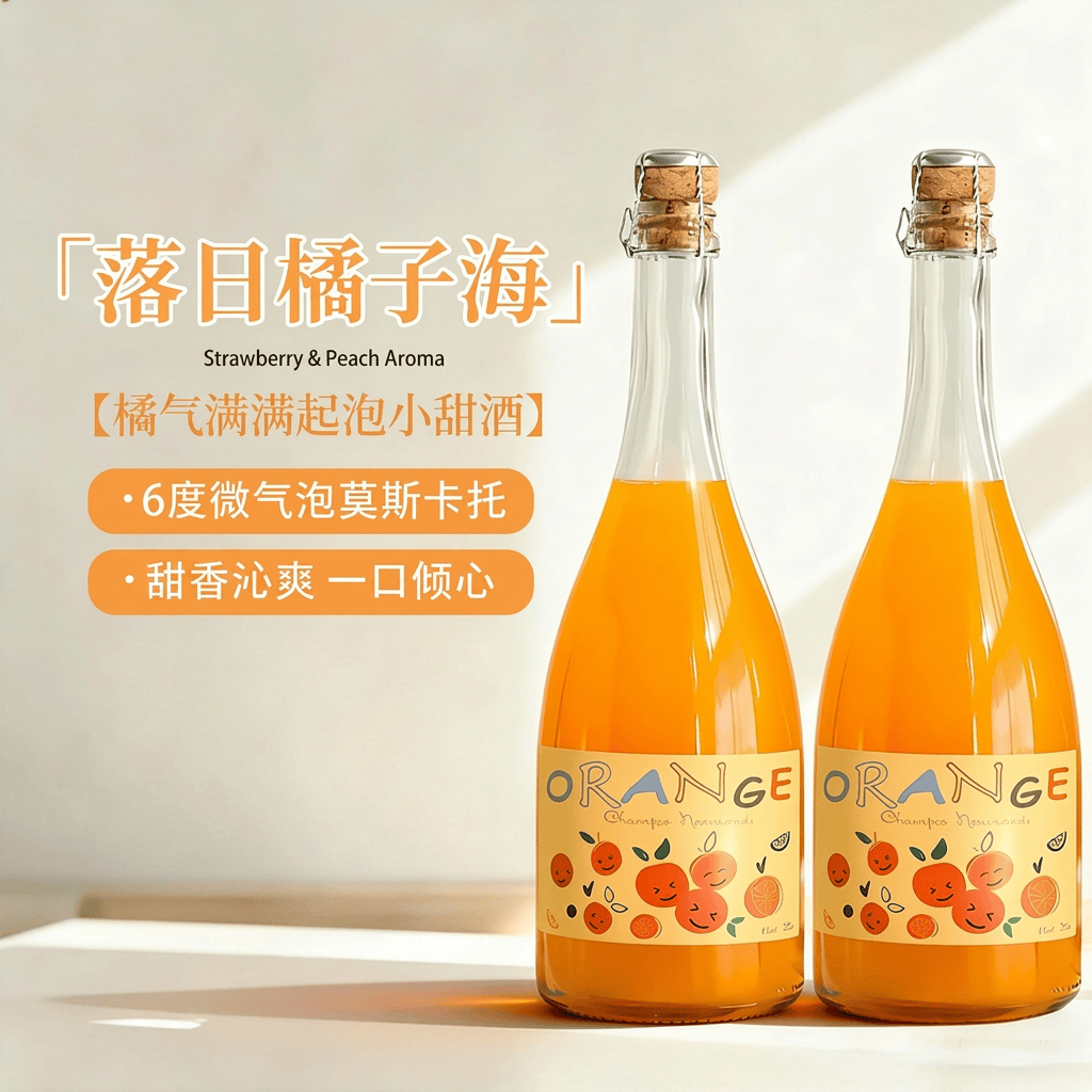 露颂莫斯卡托起泡甜酒橘子气泡酒女士低度微醺果酒葡萄酒 双支分享装