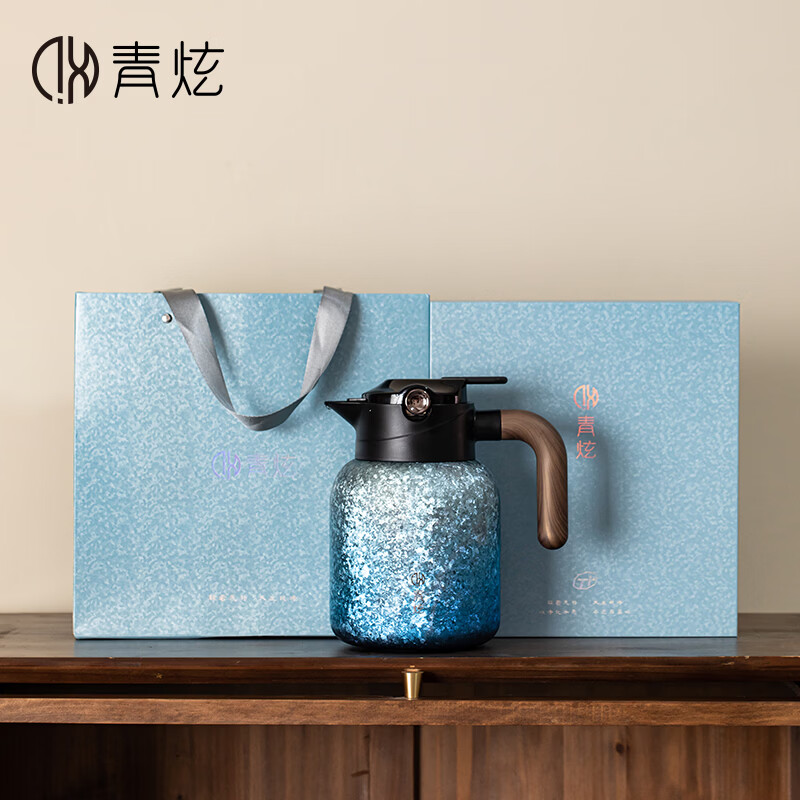 青炫纯钛焖茶壶家用保温壶老白茶专用闷茶壶便携闷泡壶高端礼品装 年轮焖茶壶(銮金1600ML)+礼盒