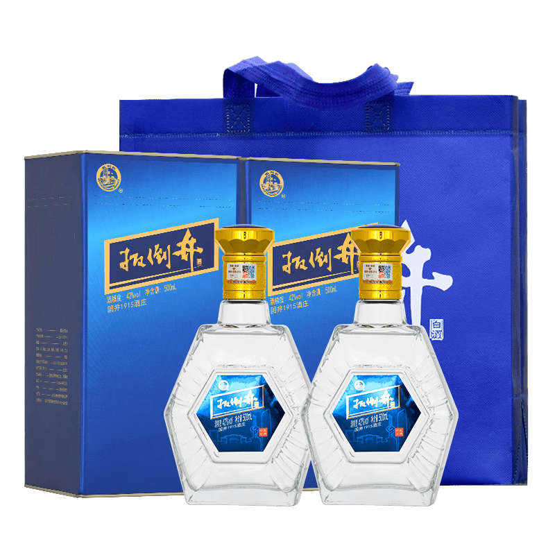扳倒井白酒42度好客好酒 纯粮食酿造浓香型优级 礼盒包装送礼自饮白酒 42度 500mL 2瓶 （搭配手提袋）