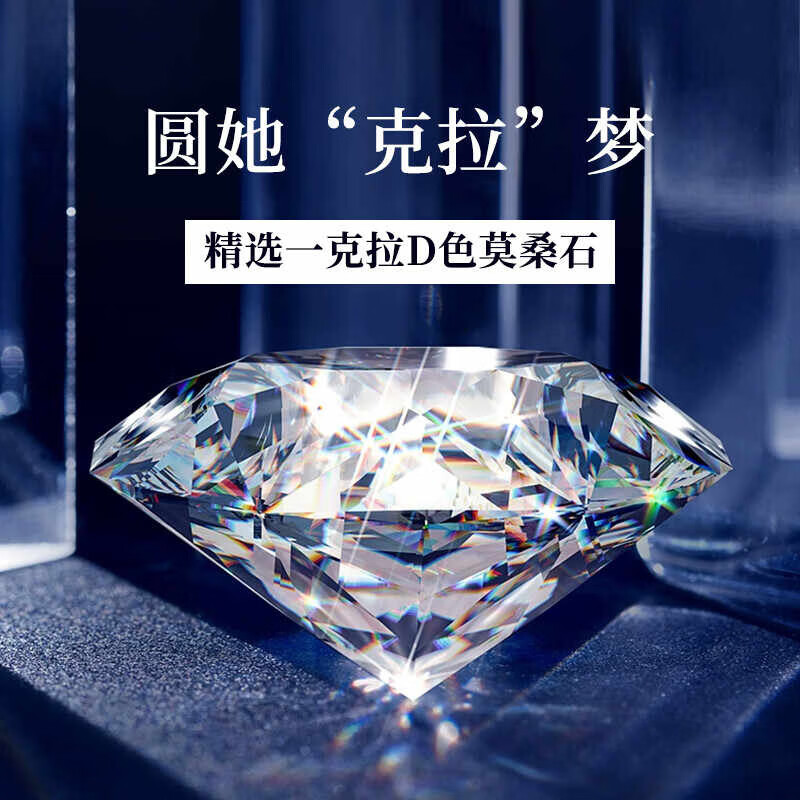 苏十六1克拉莫桑钻石项链女轻奢高级感星月吊坠520情人节礼物送女友老婆 一克拉莫桑钻-星月项链