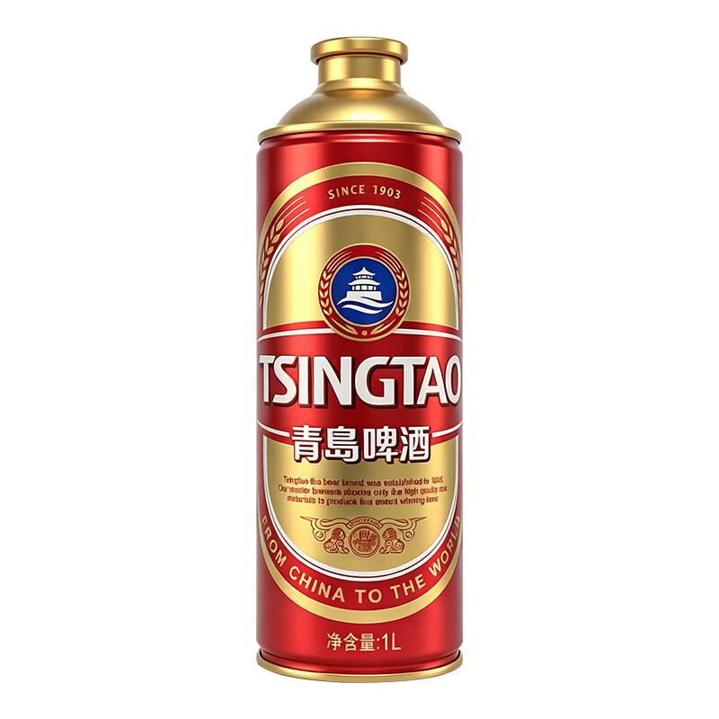 青岛啤酒（TsingTao）红金1L桶大罐装新品上市经典鲜啤酒 1L 6罐