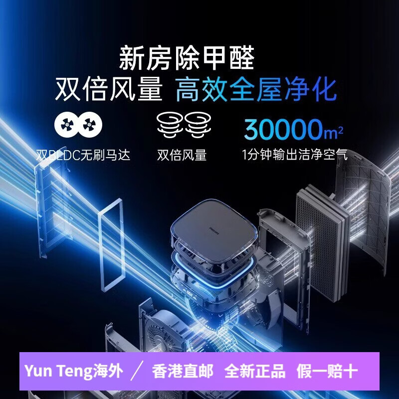 飞利浦空气净化器除甲醛家用新房室内消毒净化机AC9008 AC9008