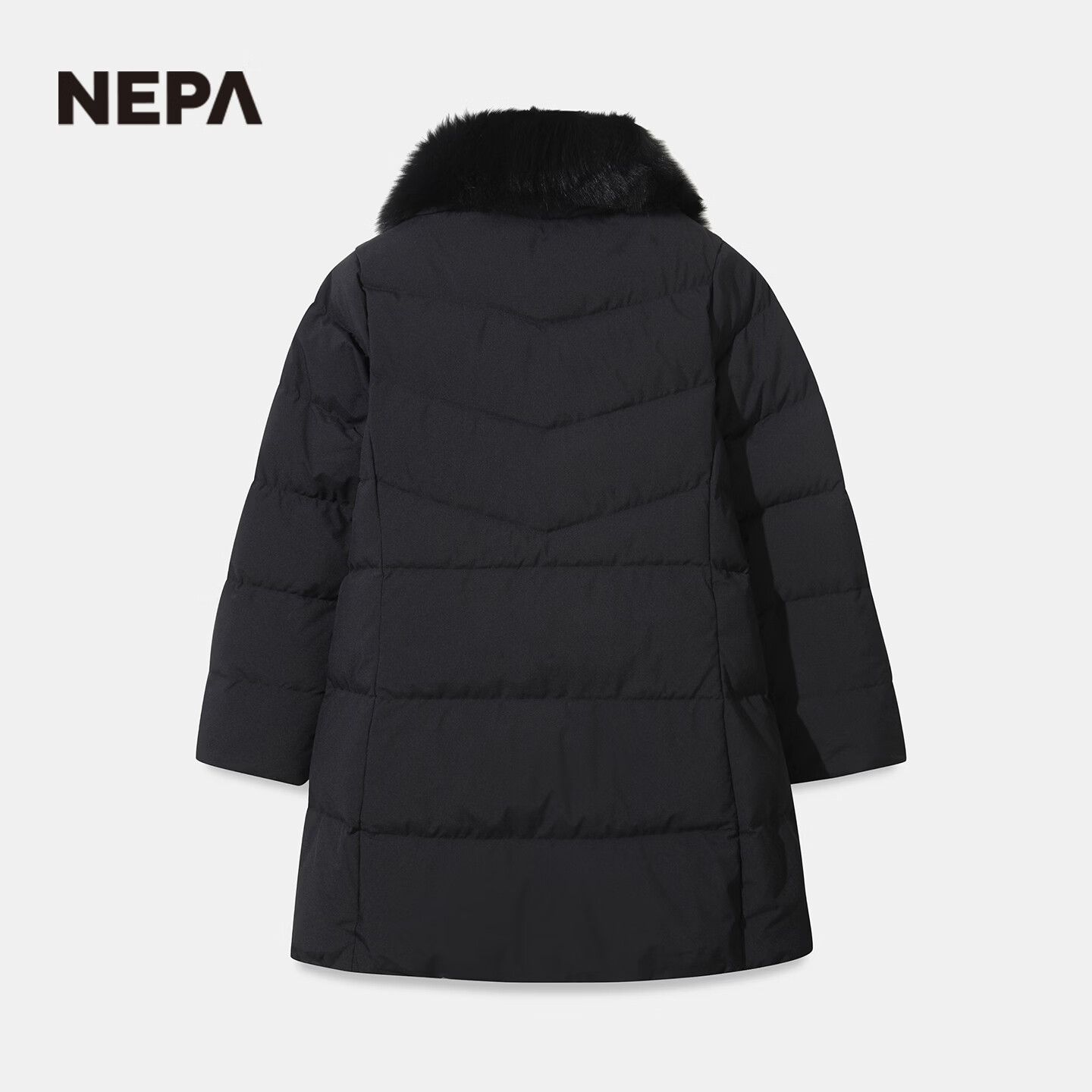 NEPA耐葩秋冬户外女羽绒服防风中长款保暖轻量羽绒服CL82073 C01黑色 XXS 155/80A(085)