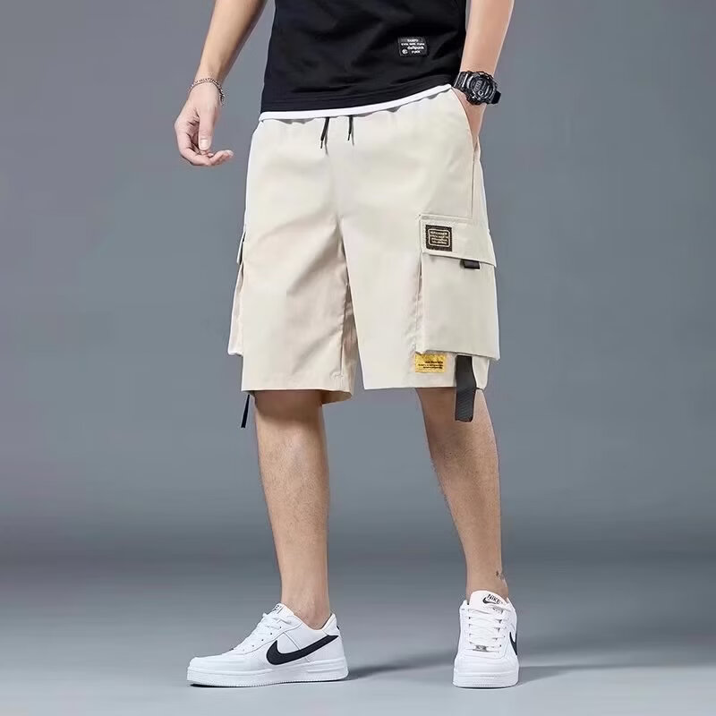 蝴蝶曼工装短裤男士夏季宽松五分裤多口袋机能运动中裤潮牌ins休闲裤衩 黑色 3XL 【建议150-165斤】