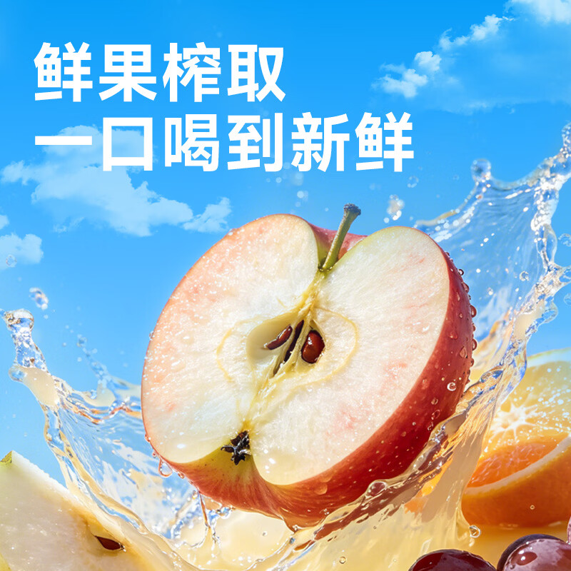 荣帝【老客特惠】荣帝原味苏打气泡水100%气泡果汁组合装30瓶 原味苏打水24瓶+苹果汁6瓶