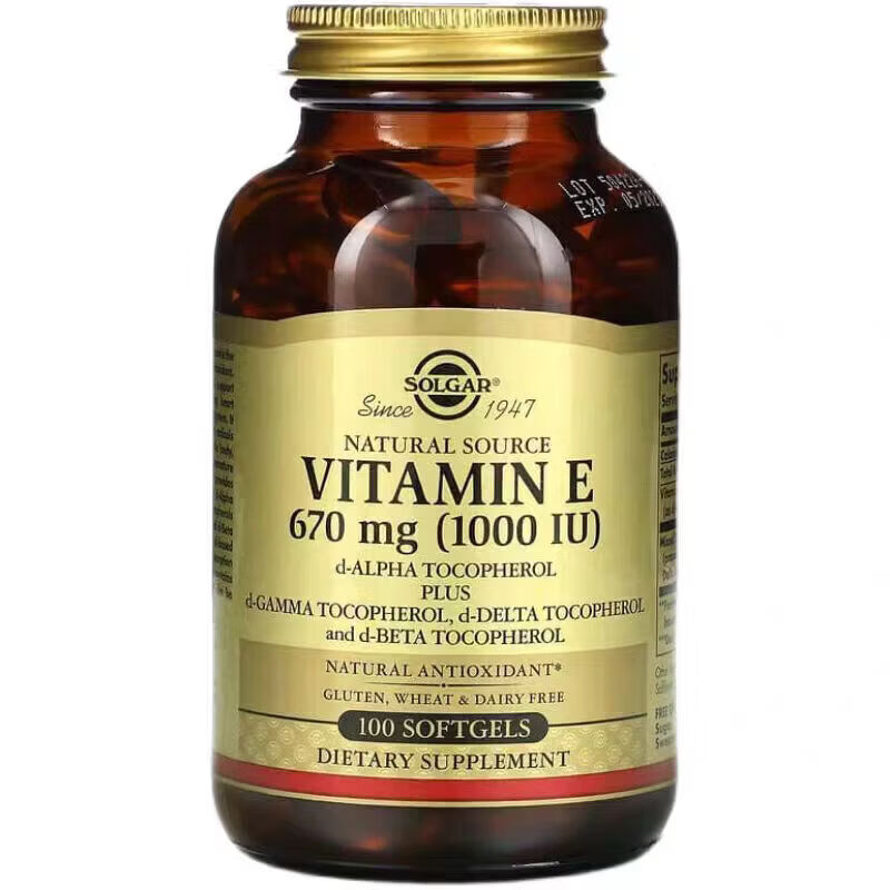 SOLGAR美国维生素E全谱维E高含量1000IU vitamin E 100粒 维生素E 100粒 维生素E 100粒*1瓶 体验装 100ml*1瓶
