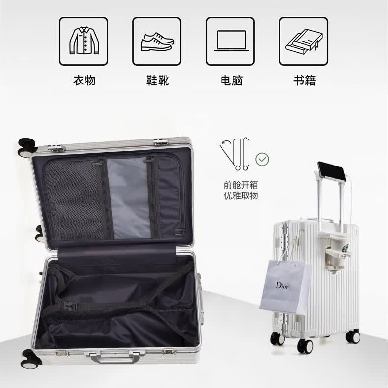 Walker Shop拉杆箱2026新款行李箱多功能前开盖20英寸可登机箱男女通用旅行箱 黑色 20英寸 竖版【可登机 | 京东快递】