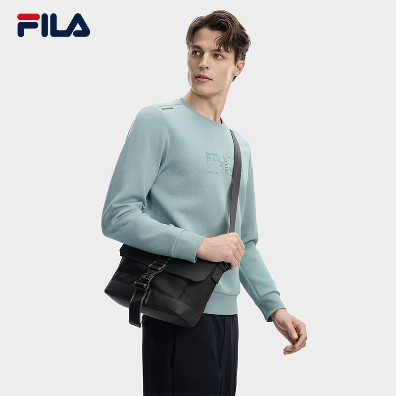FILA 斐乐官方男包挎包2026春季新款时尚休闲单肩包斜挎包随身包 正黑色-BK XS