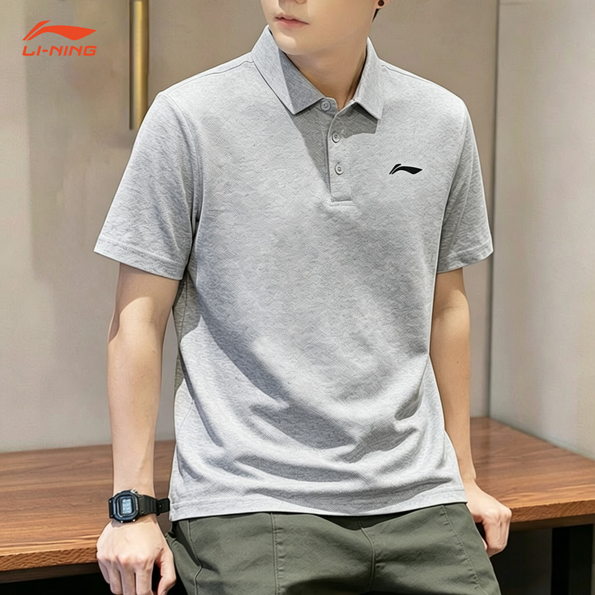 李宁翻领polo衫男士短袖衣服春夏新款夏季速干休闲排汗透气半袖t恤男T
