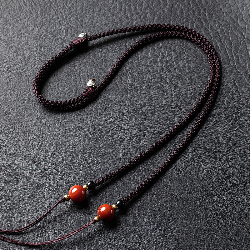 天珠挂绳横穿高级天珠挂绳高端天珠配绳天珠锁骨链绳穿天珠的绳子