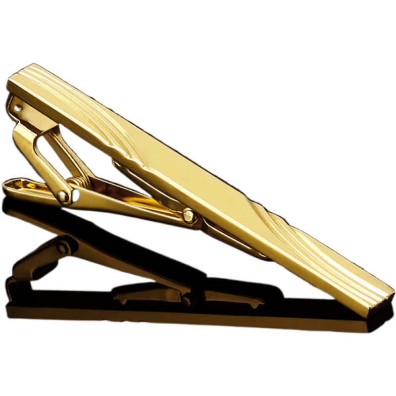 IFSONG男士金色領帶夾子正裝商務西裝固定夾別針可定制刻字新郎領夾 金色線條_LDJ512A
