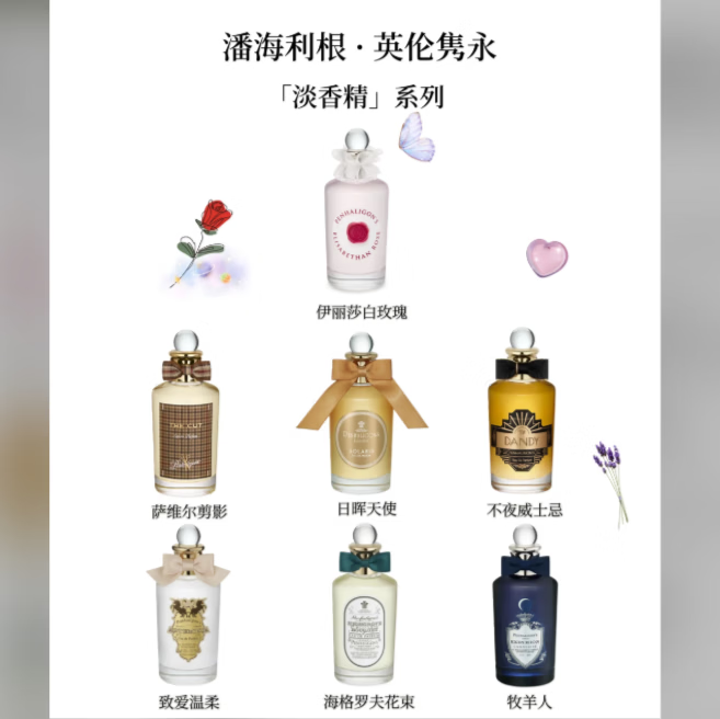 潘海利根(Penhaligon‘s)香水100ml/30ml月亮女神 牧羊少年 琴酒杜司令香氛礼物男女 女王的耳语100ml