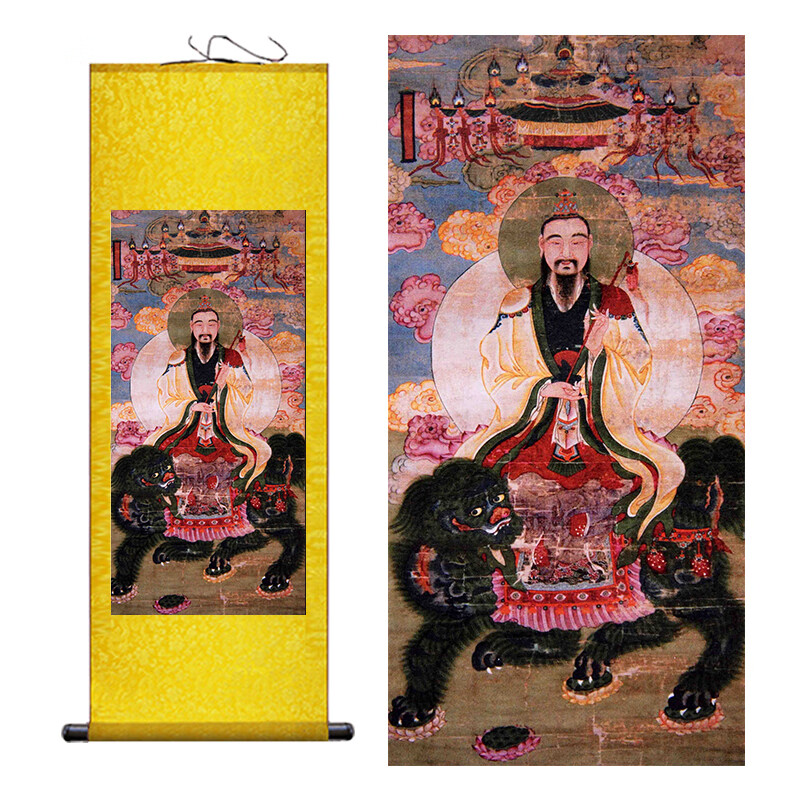 朱陵度命天尊丝绸卷轴画道家神像修道法会装饰画法坛挂画丝绸卷轴 a款