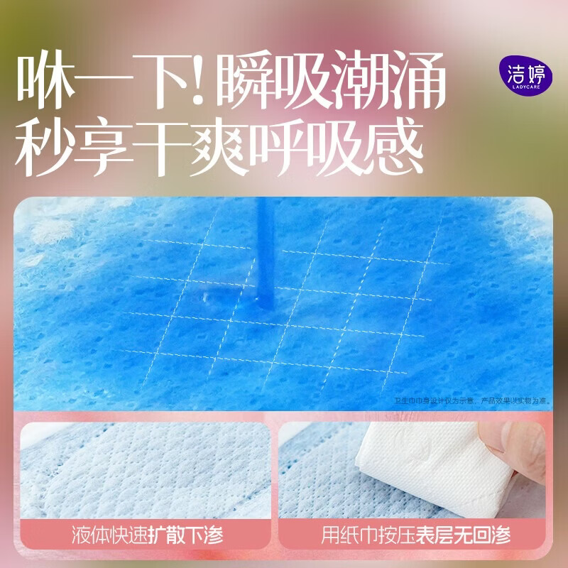 洁婷卫生巾樱花极薄透气干爽日用夜用亲肤柔顺姨妈巾 樱花+双U系列日夜组合245mm60片