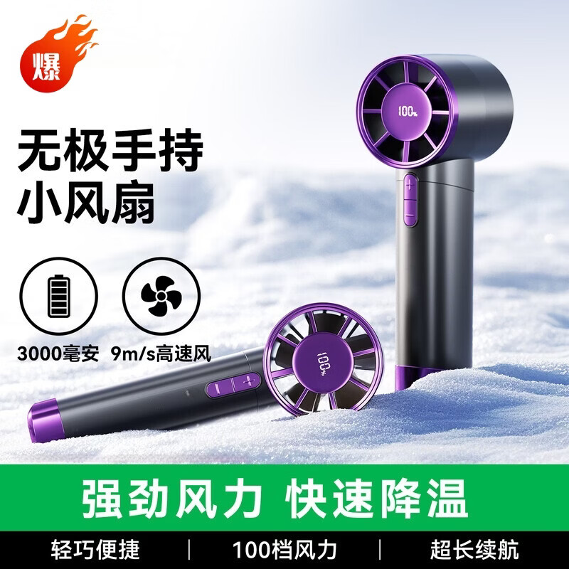 萨勒芬妮【100档丨涡轮小风炮】超高速手持小风扇迷你便携式随身旅游桌面电风扇静音散热小电扇学生宿舍 星空灰【高速小风炮】冰感飓风·100档澎湃冷风 5000mAh