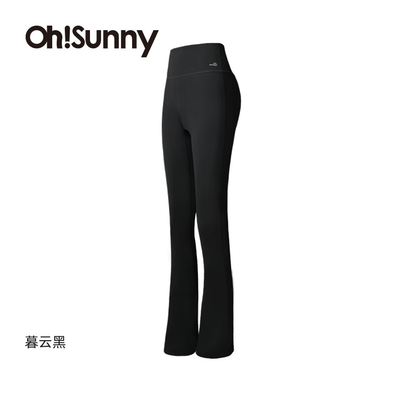 OhSunny打底裤女裸感高腰收腹提臀显瘦运动健身微喇鲨鱼瑜伽裤 暮云黑 M