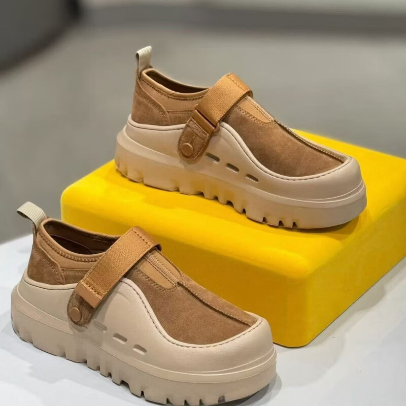 UGG EVERSHEEPSKINS2026新款夏季女士魔术贴塔斯曼王一博同款低帮彩壳男鞋厚底休闲鞋 UGG同款黑色 45