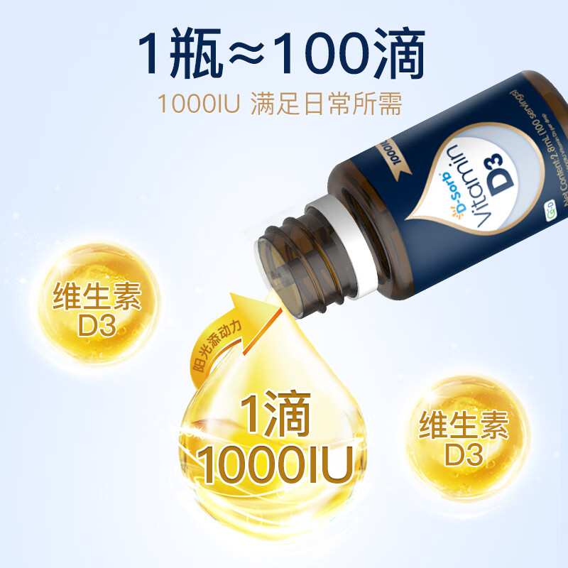 D-Sorb滴适宝维生素d3滴剂1000iu维生素d维d3vd3进口 1000IU 2.8ml*1瓶
