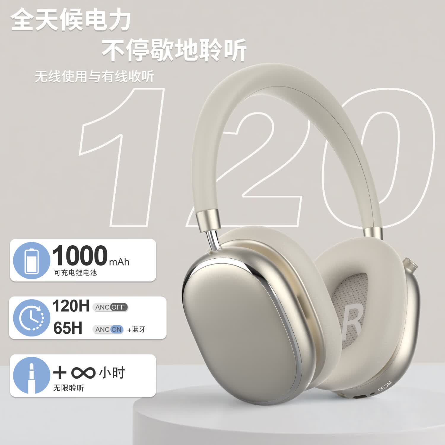 FOFUN【四动圈丨空间音频】无线头戴式蓝牙耳机主动降噪有线电竞游戏音乐空间音效超长续航6.0 星耀金 【异轴HiFi+四动圈-58dB自适应降噪 】