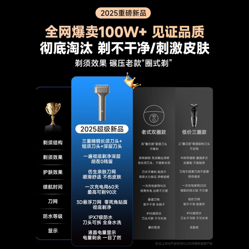 RASW德国品牌剃须刀往复式小锤子3.0刮胡刀电动便携迷你情人节送男士男友父亲高定礼盒送男朋友520礼物 【新款锖色】深层剃净丨净无黑点丨 送礼专属礼盒 2026新款电动剃须刀