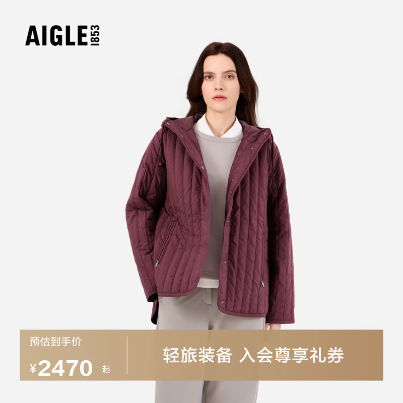 AIGLE艾高女士棉服外套户外WR防泼水冬季保暖上衣外套 蔓越莓色 BL333 建议拍小 S 36 160/84A