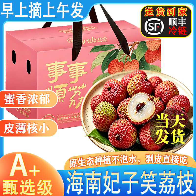 小筑倾橙海南妃子笑荔枝【顺丰冷链】海南新鲜孕妇端午水果礼盒当季整箱 5.5斤中果实惠优选带箱 净果4.6斤