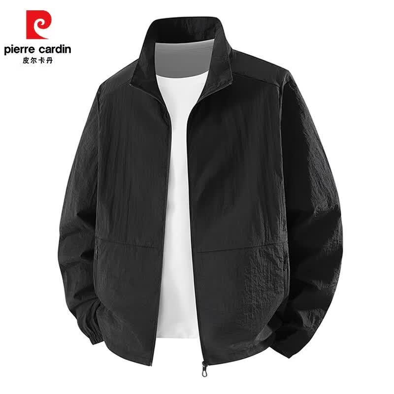 皮尔卡丹（pierre cardin）2026夏季防晒衣男立领速干外套男士休闲透气皮肤衣户外钓鱼服 浅灰色 2XL