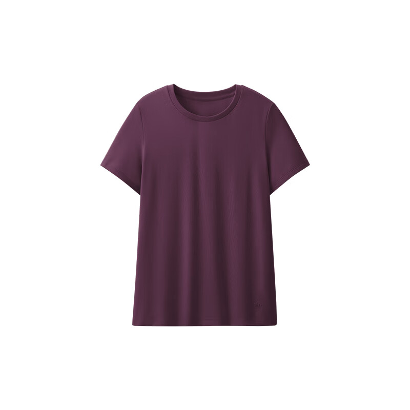 蕉下（beneunder）正肩棉质短袖T恤女士轻薄透气休闲百搭圆领上衣女 【云柔棉】深檀紫 L